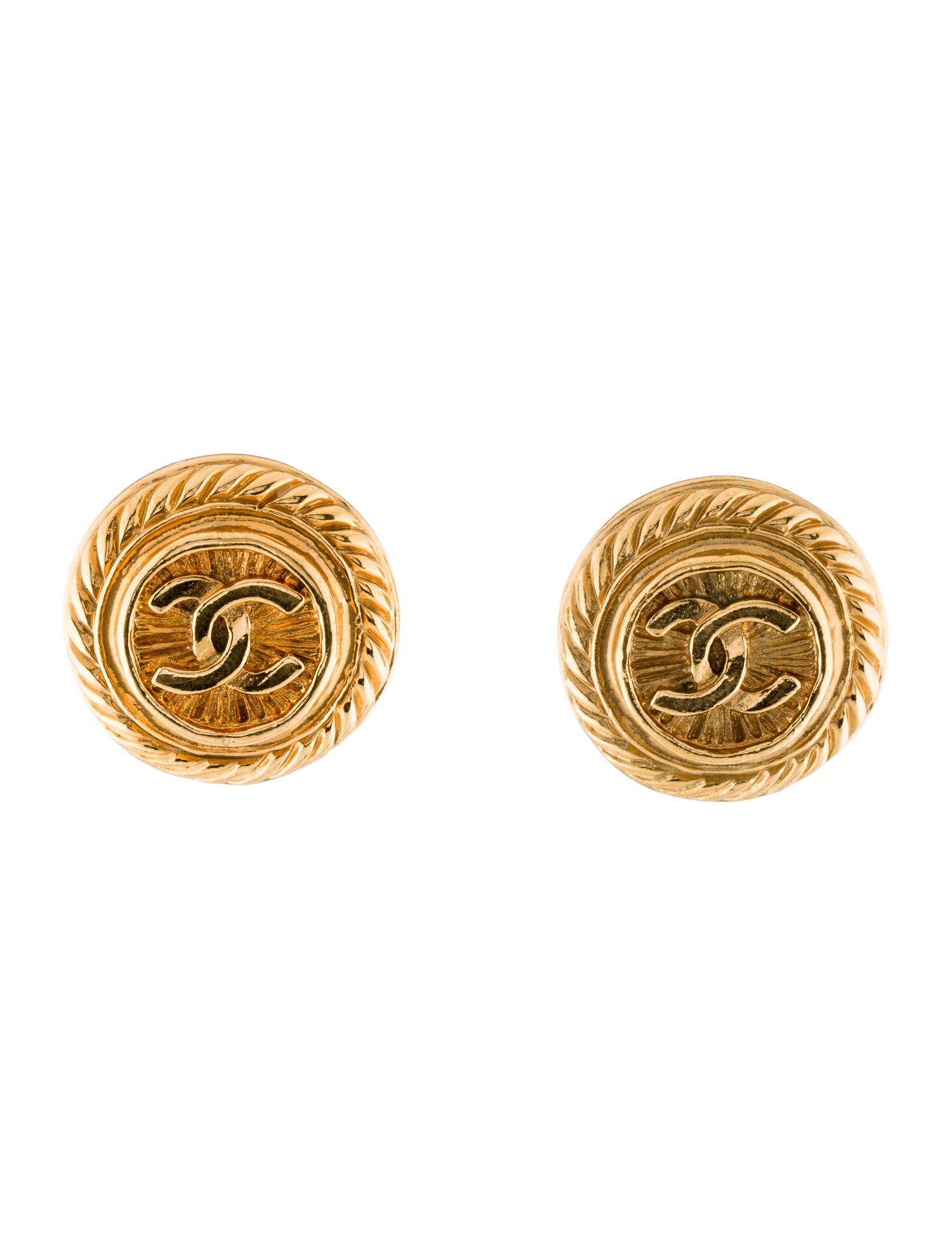 Chanel Vintage Rope Textured CC Clip-On Earrings