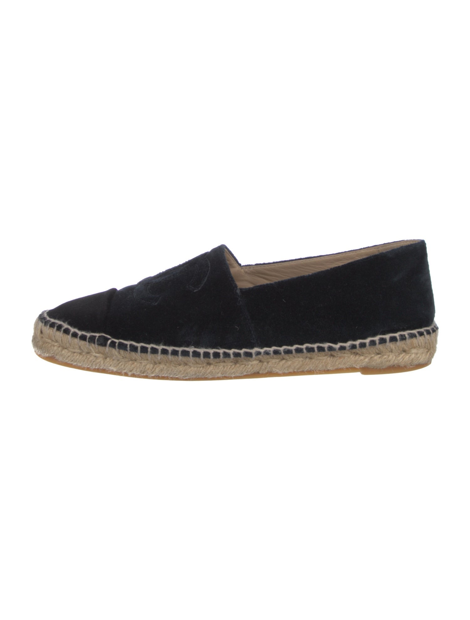Chanel Interlocking CC Logo Velvet Espadrilles