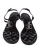 Chanel Interlocking CC Logo Patent Leather T-Strap Sandals