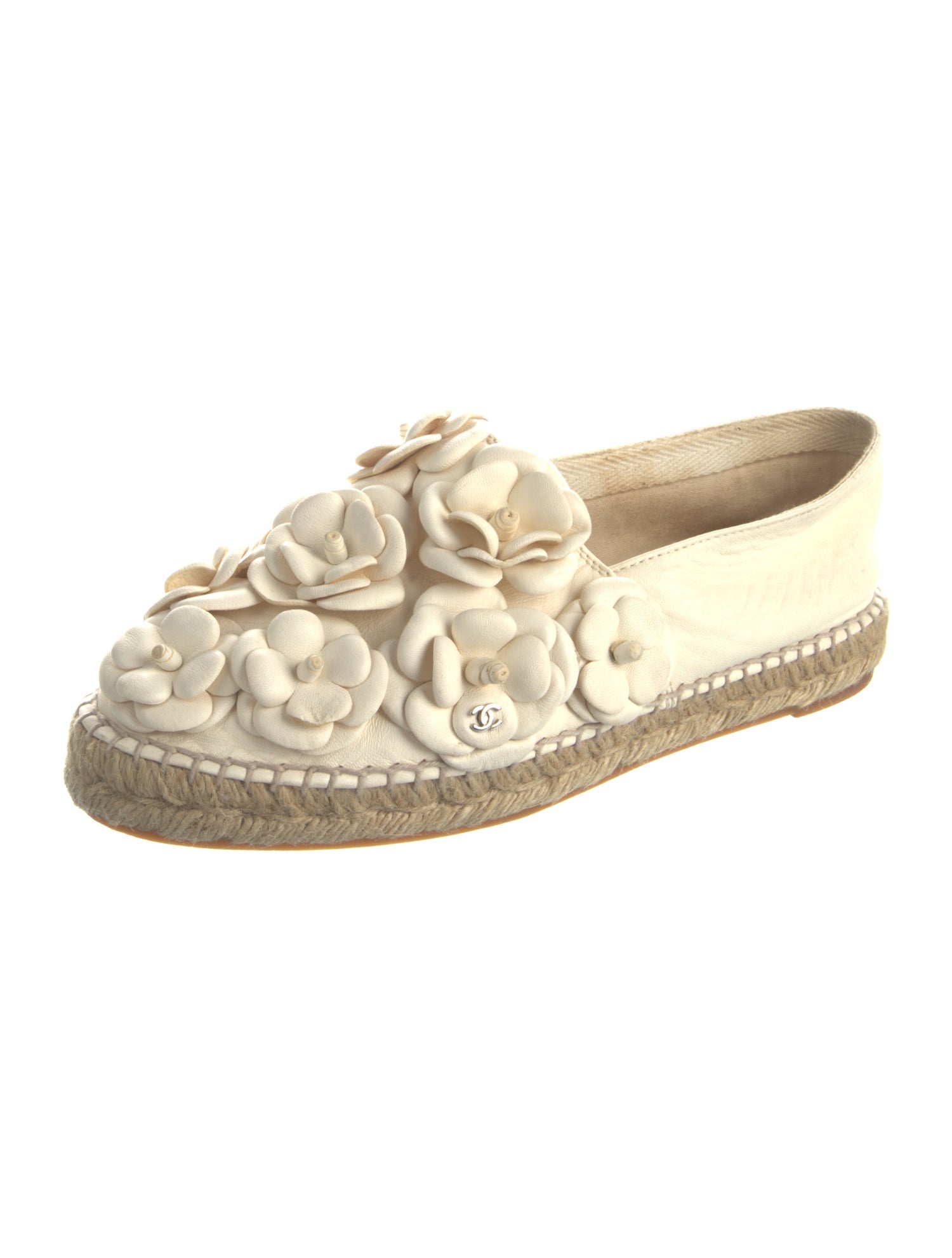 Chanel Interlocking CC Logo Leather Espadrilles