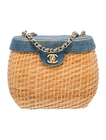 Chanel Crossbody Bags Denim Rattan Basket Bag
