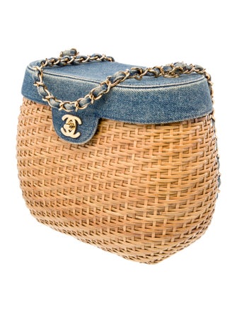 Chanel Denim Rattan Basket Bag