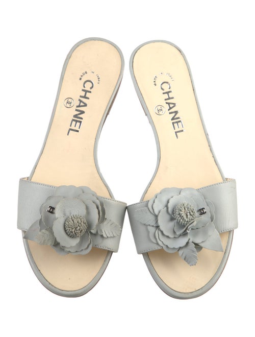 Chanel Interlocking CC Logo Leather Slides