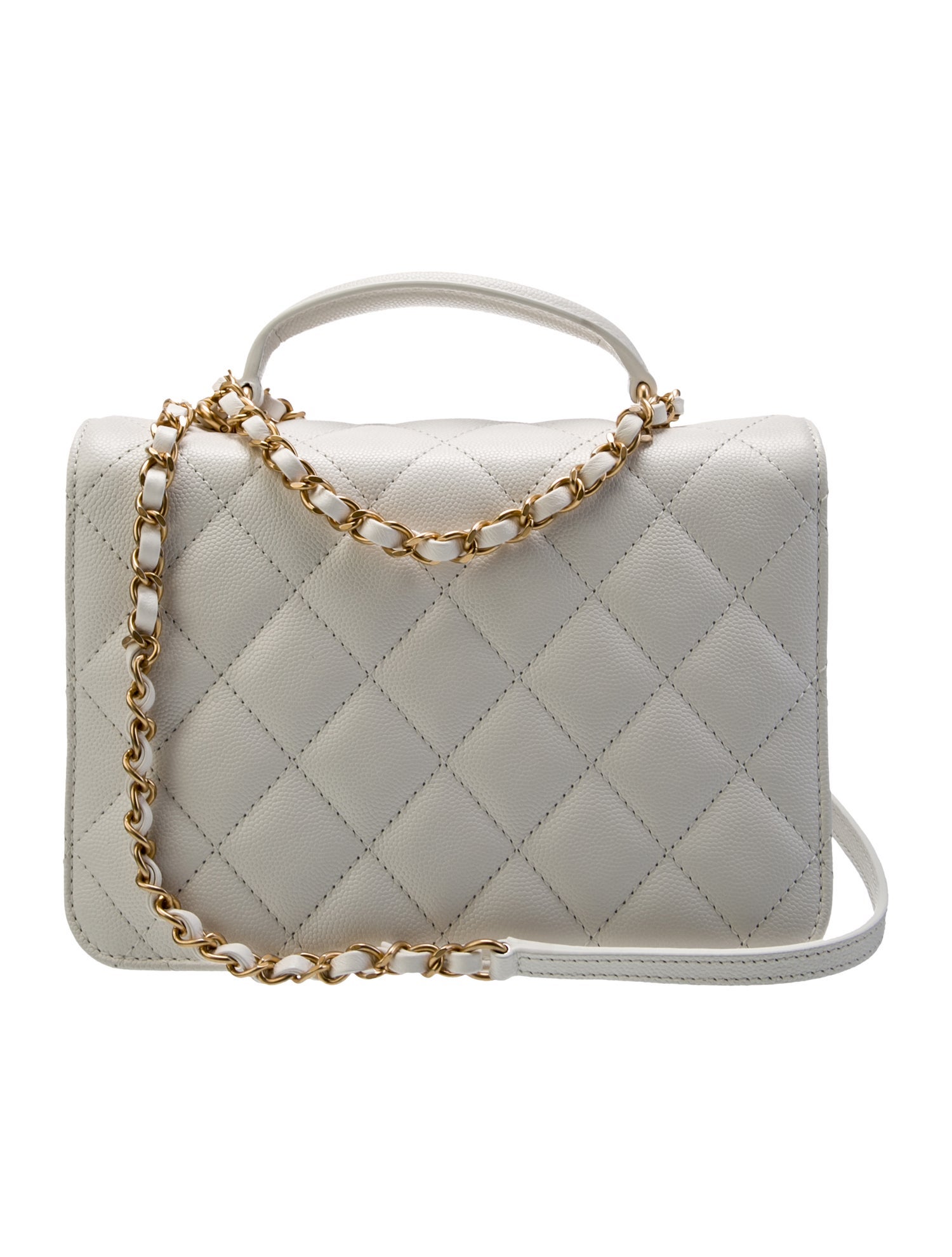 Chanel Mini Top Handle Flap Bag - White Handle Bags, Handbags