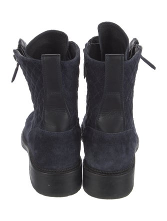 Chanel Interlocking CC Logo Suede Combat Boots
