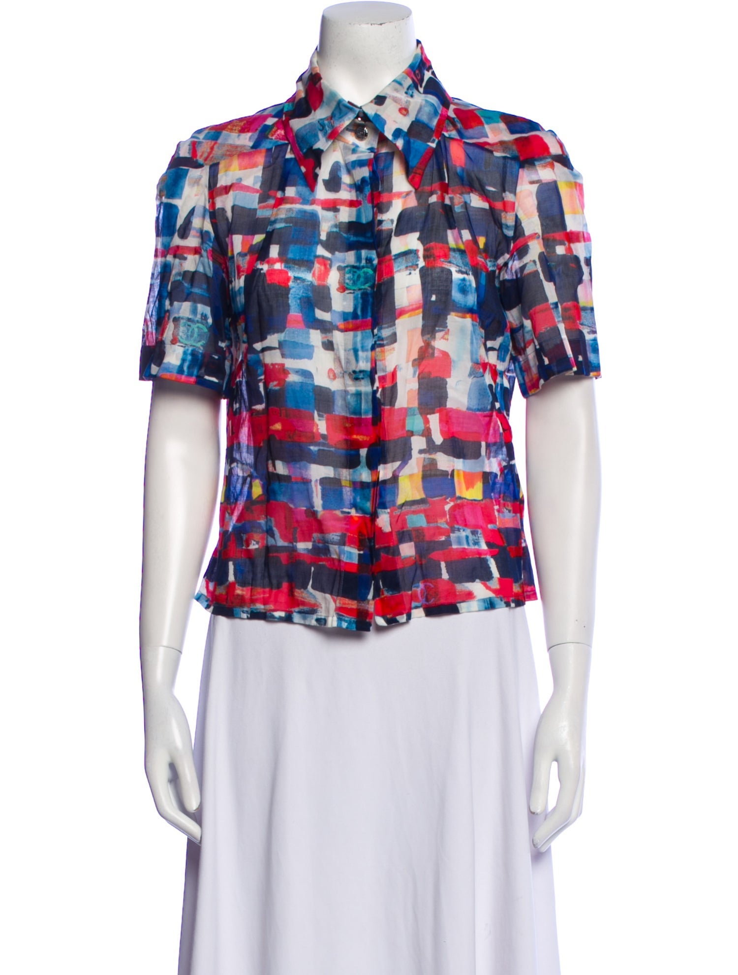 Chanel 2016 Printed Button-Up Top