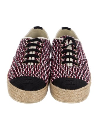 Chanel Interlocking CC Logo Tweed Sneakers