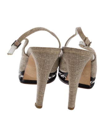 Chanel Interlocking CC Logo Canvas Slingback Pumps