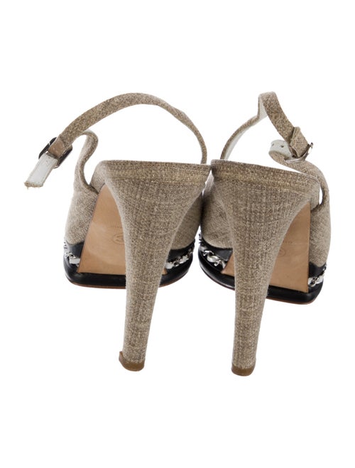 Chanel Interlocking CC Logo Canvas Slingback Pumps