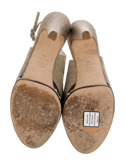 Chanel Interlocking CC Logo Canvas Slingback Pumps