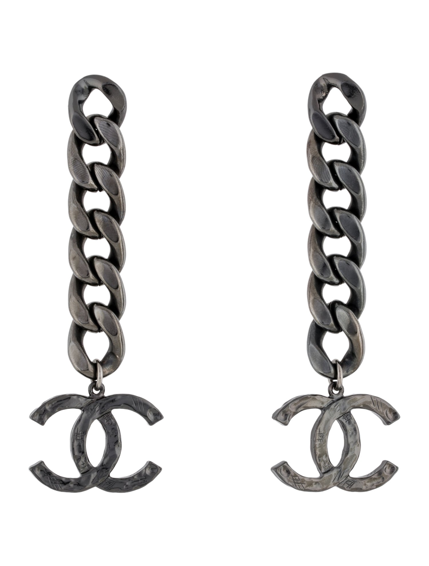 Chanel Chain Link CC Drop Earrings