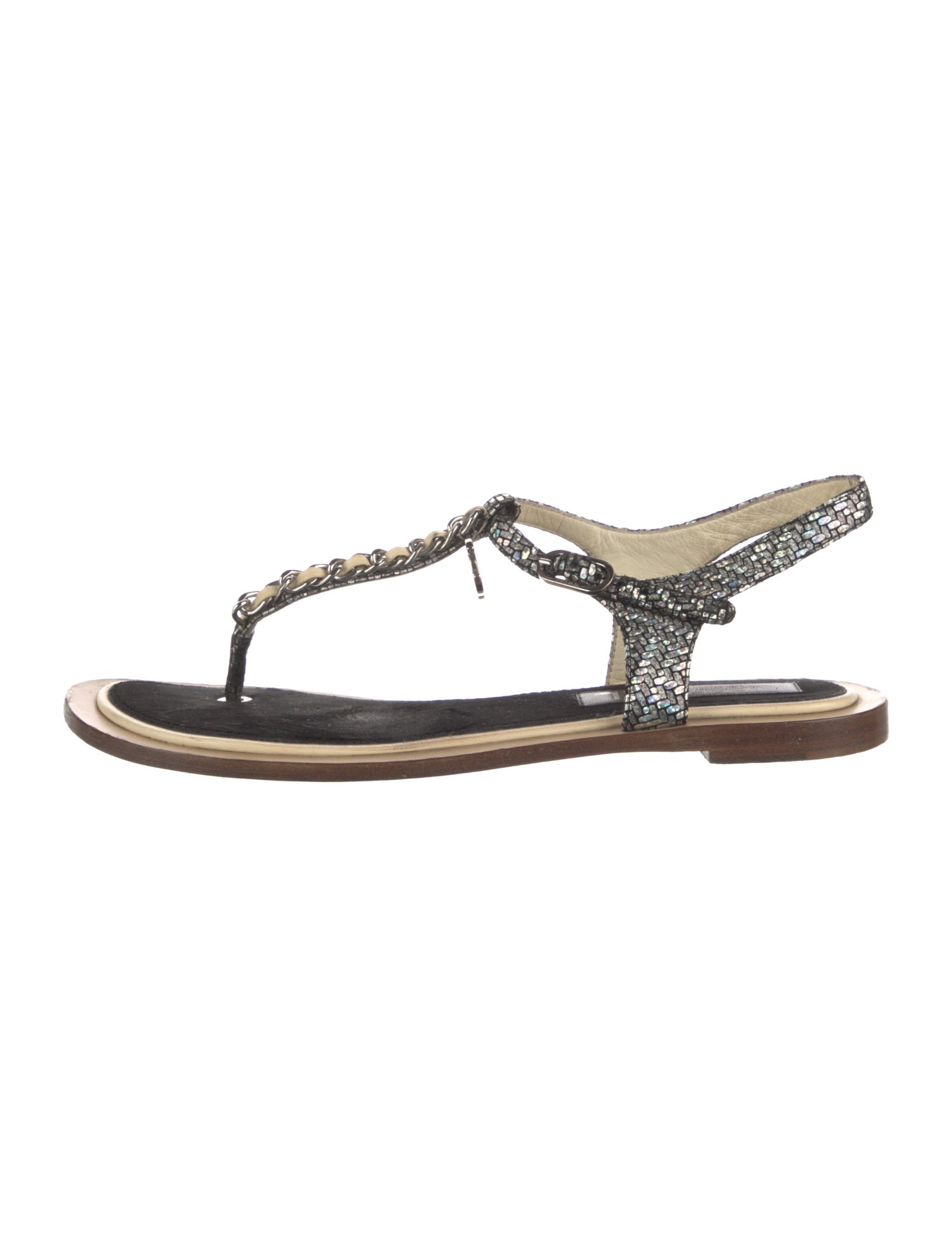 Chanel 2018 Interlocking CC Logo T-Strap Sandals