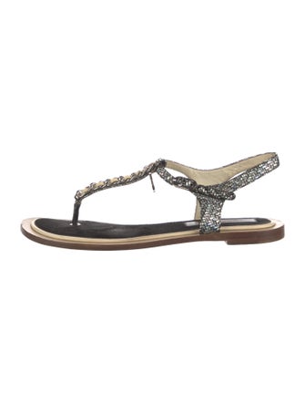 Chanel 2018 Interlocking CC Logo T-Strap Sandals