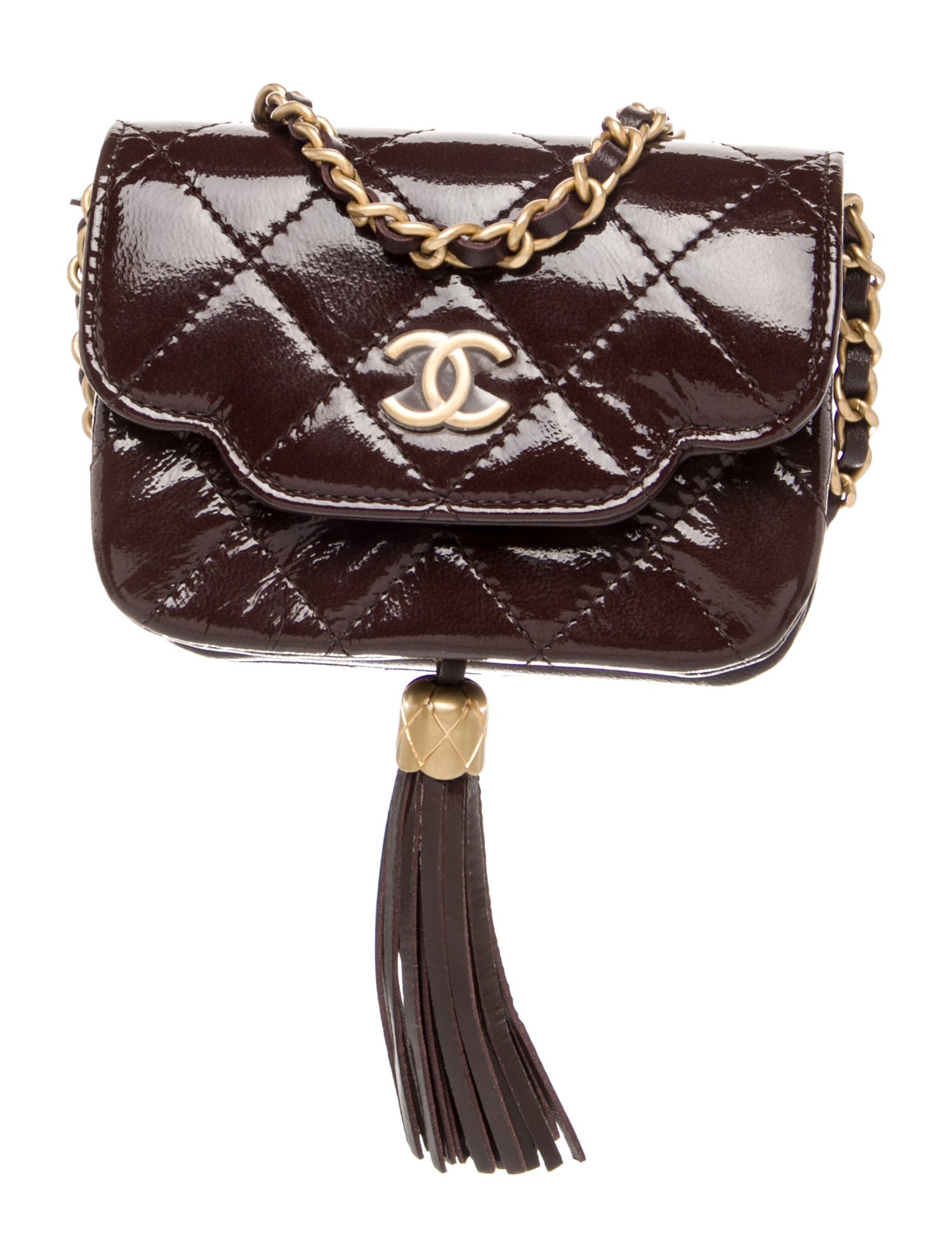 Chanel 2025 Patent Tassel Clutch w/ Chain w/Tags