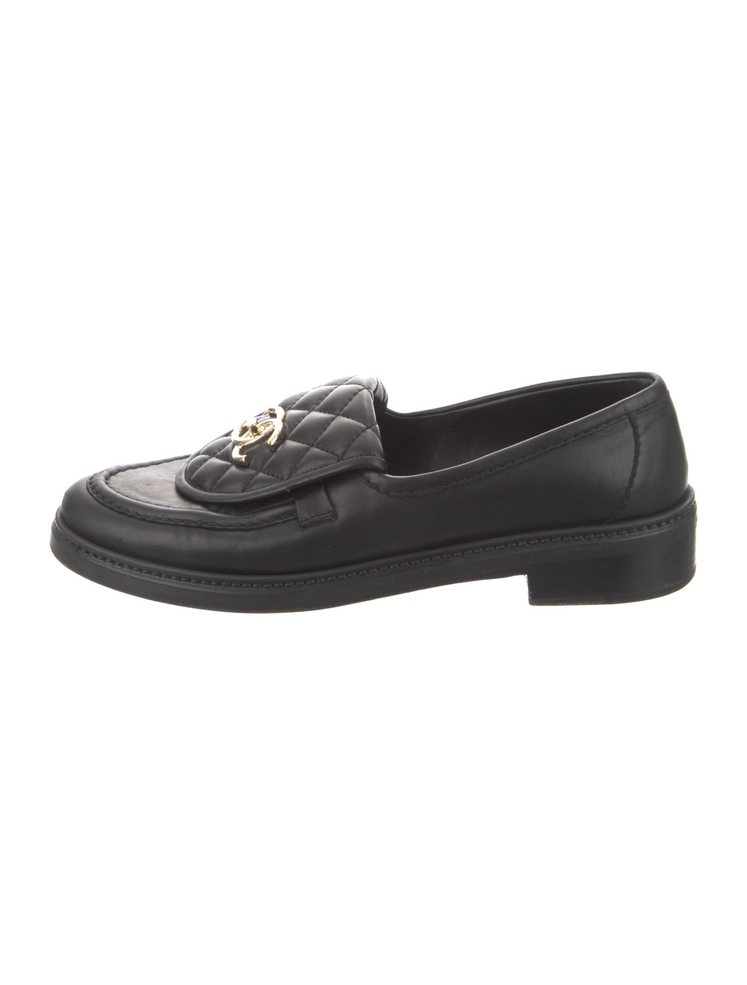Chanel Interlocking CC Logo Leather Loafers