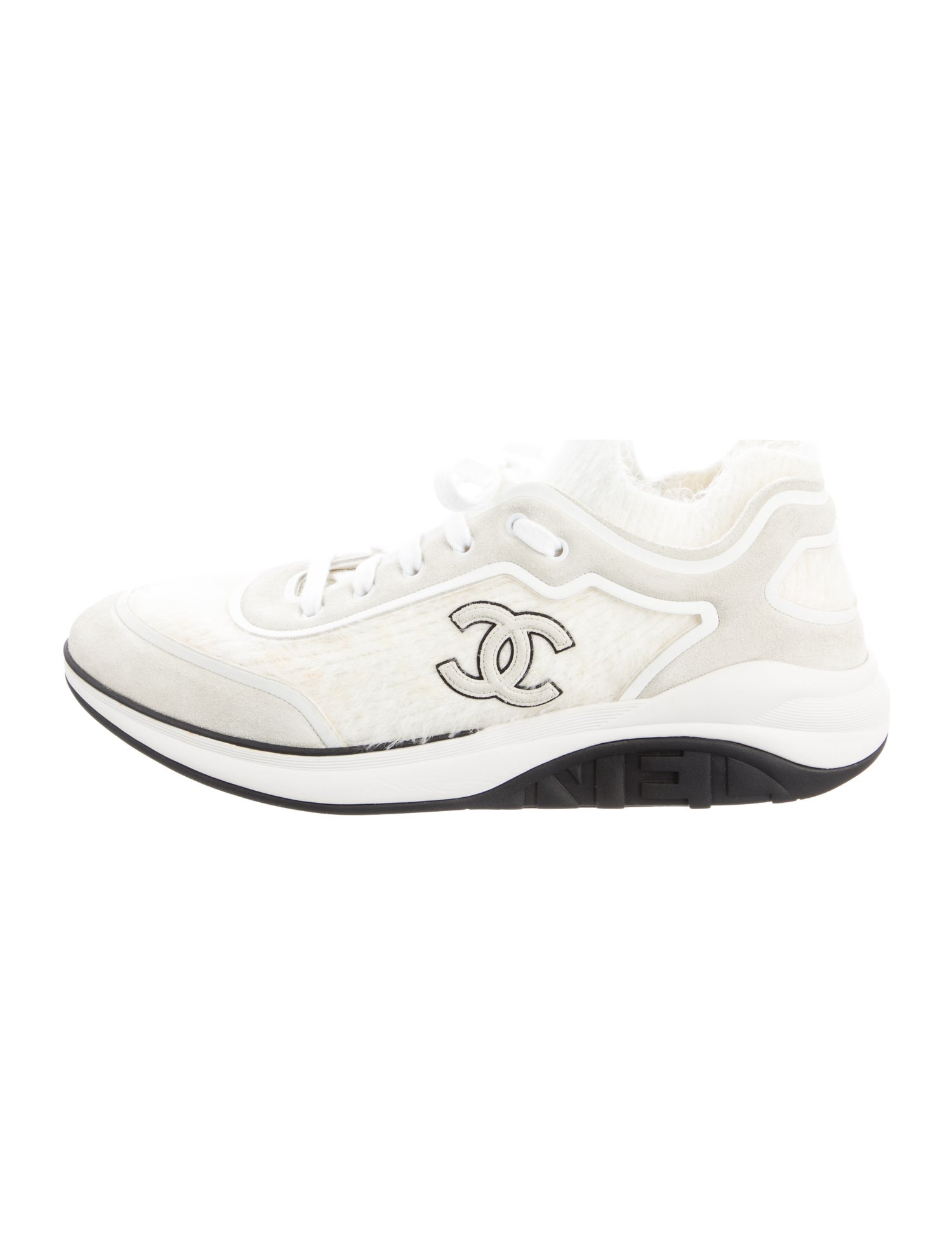 Chanel Interlocking CC Logo Suede Sneakers