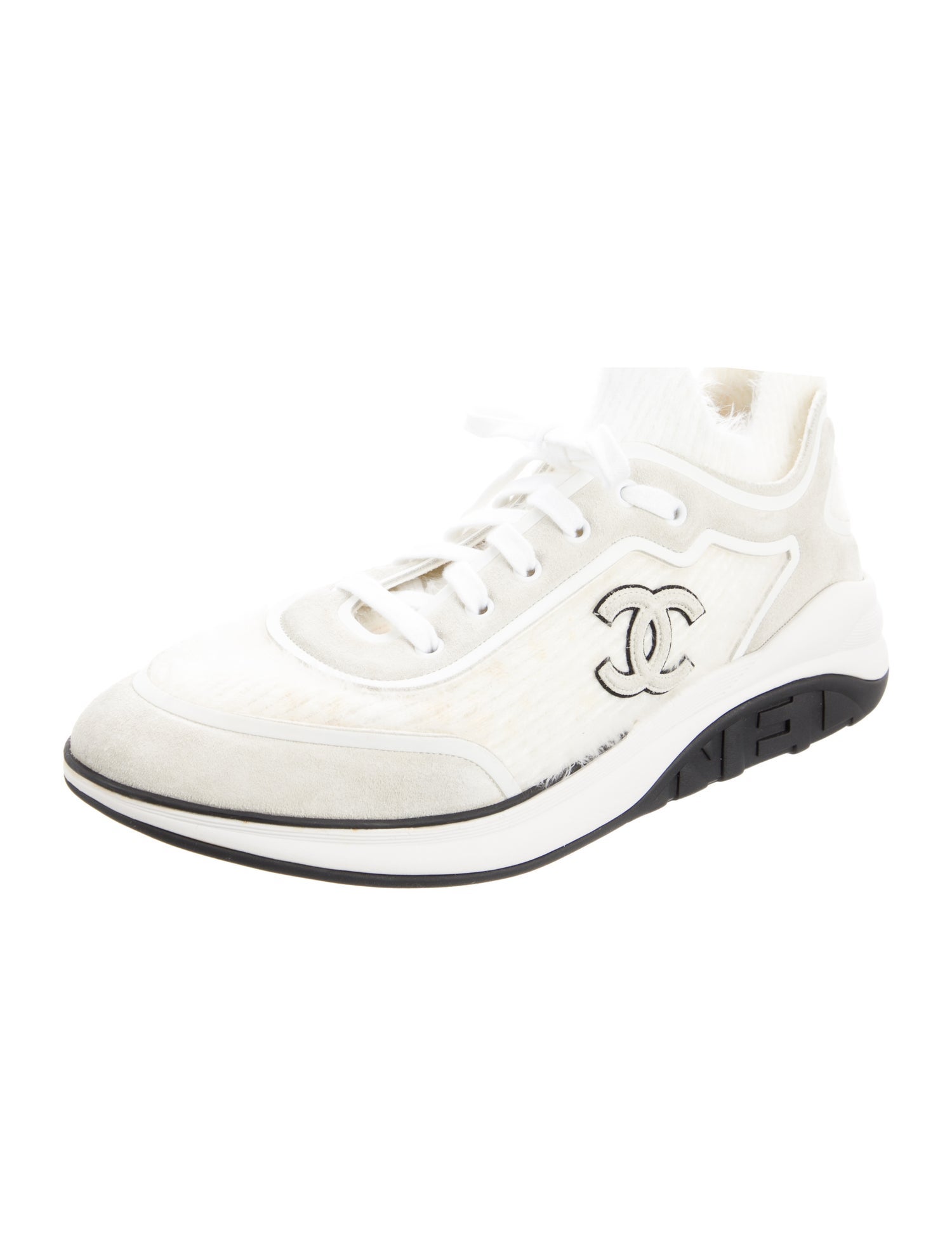 Chanel Interlocking CC Logo Suede Sneakers