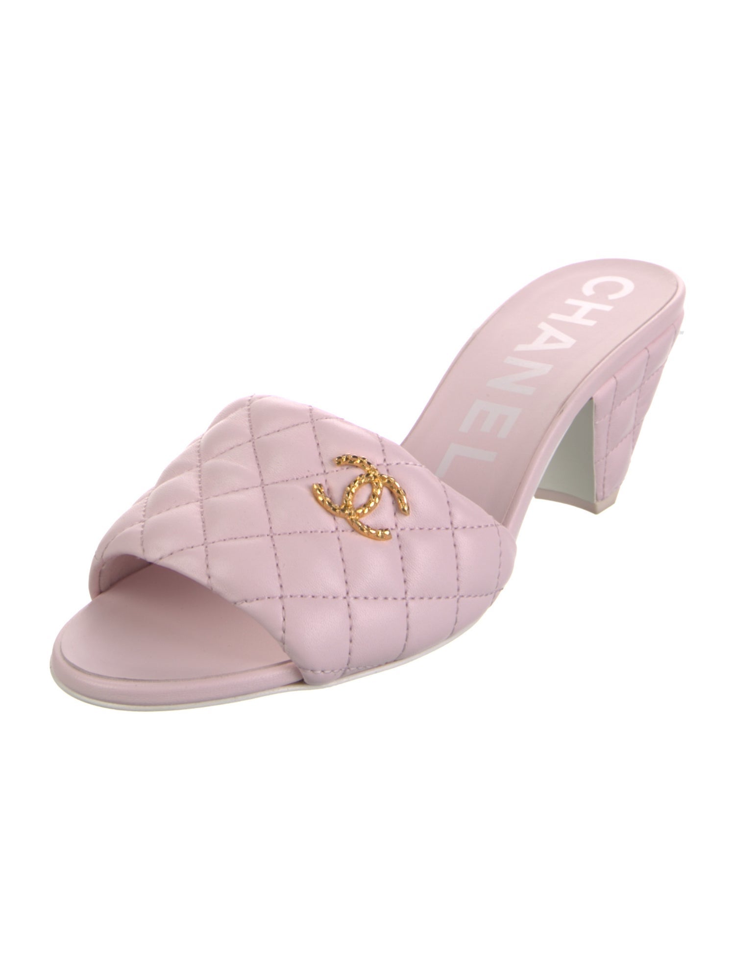 Chanel Interlocking CC Logo Leather Slides