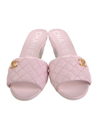 Chanel Interlocking CC Logo Leather Slides