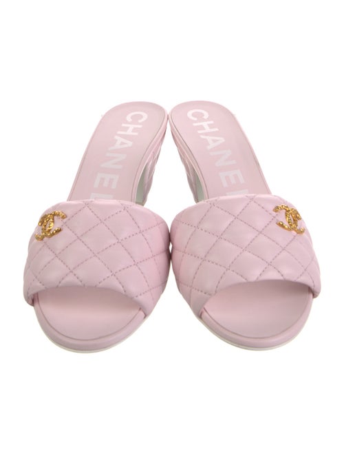 Chanel Interlocking CC Logo Leather Slides