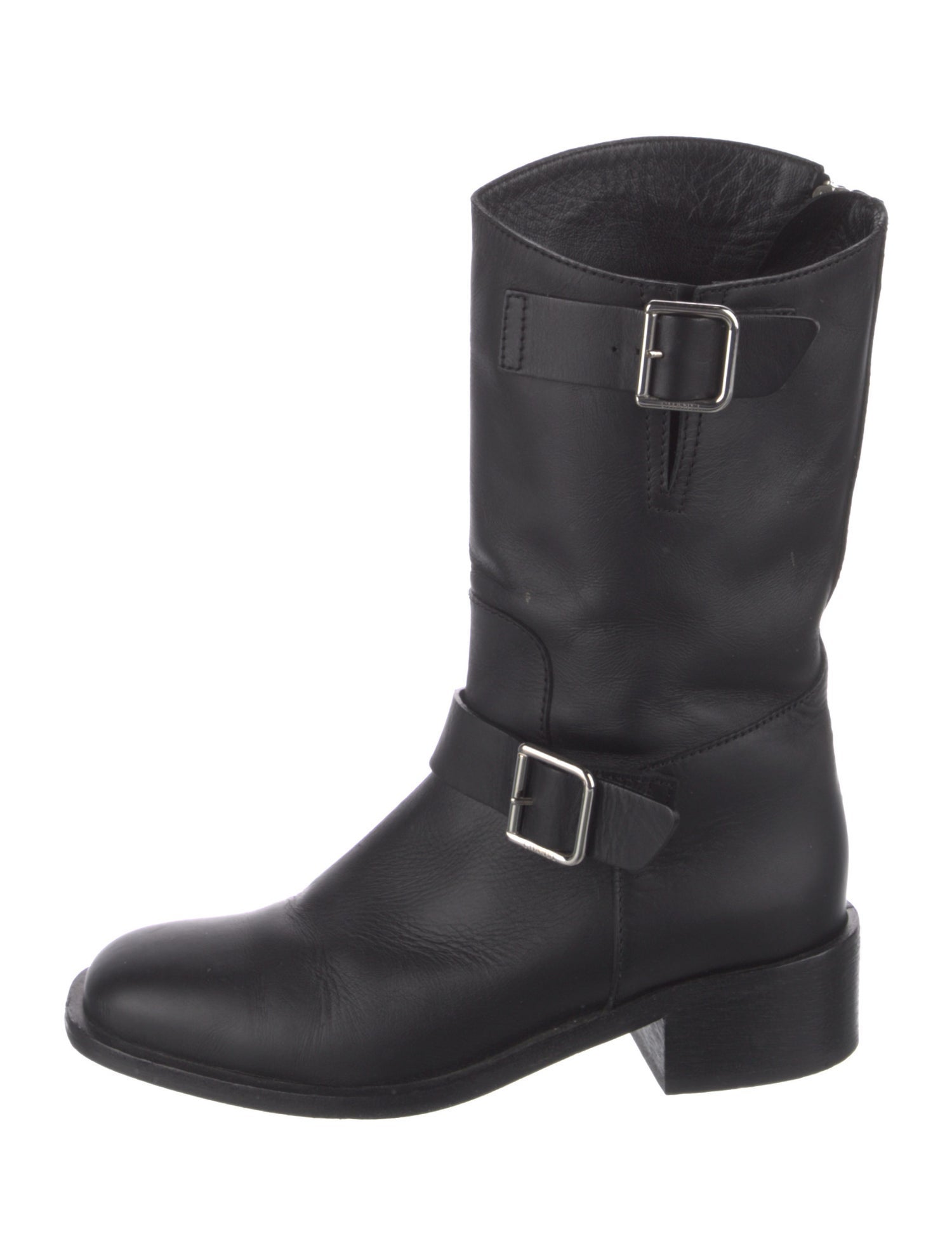 Chanel Interlocking CC Logo Leather Moto Boots