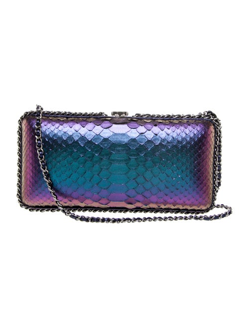 Chanel Metallic Python Chain Around Clutch