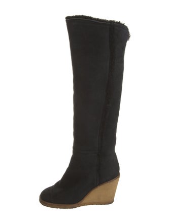 Chanel Interlocking CC Logo Suede Boots