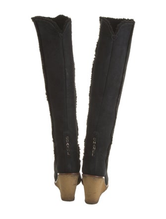 Chanel Interlocking CC Logo Suede Boots