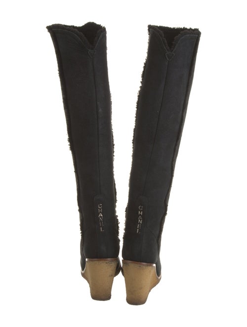 Chanel Interlocking CC Logo Suede Boots