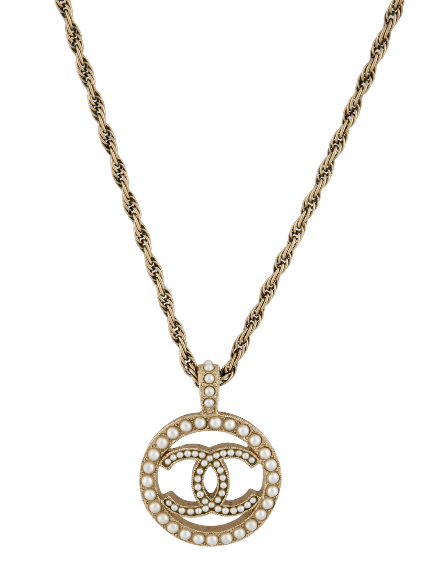 Chanel 2021 Faux Pearl CC Pendant Necklace