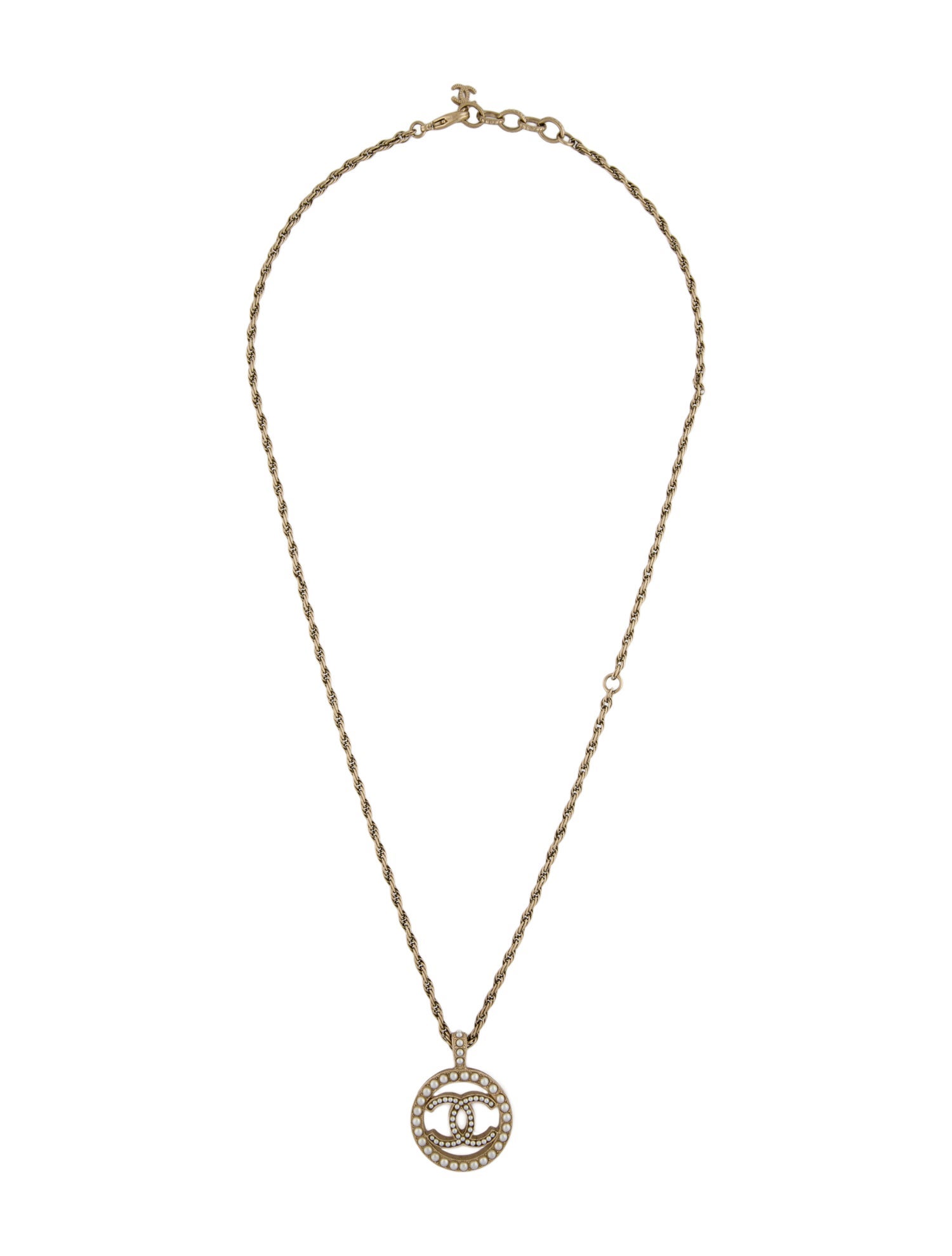 Chanel 2021 Faux Pearl CC Pendant Necklace