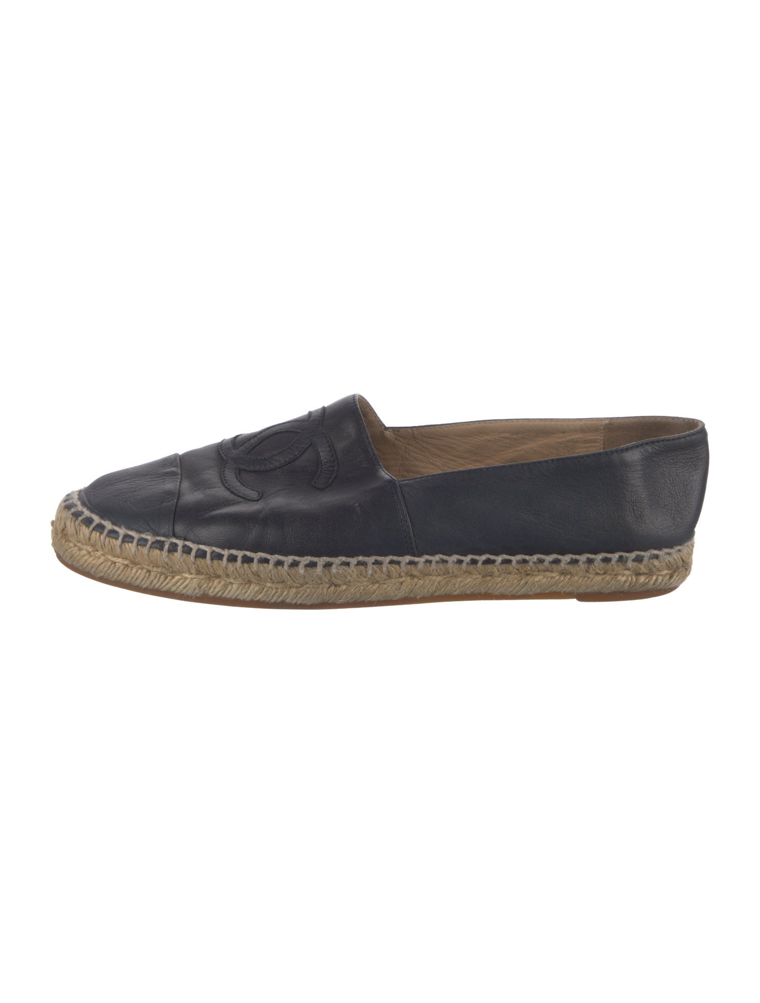 Chanel Interlocking CC Logo Leather Espadrilles