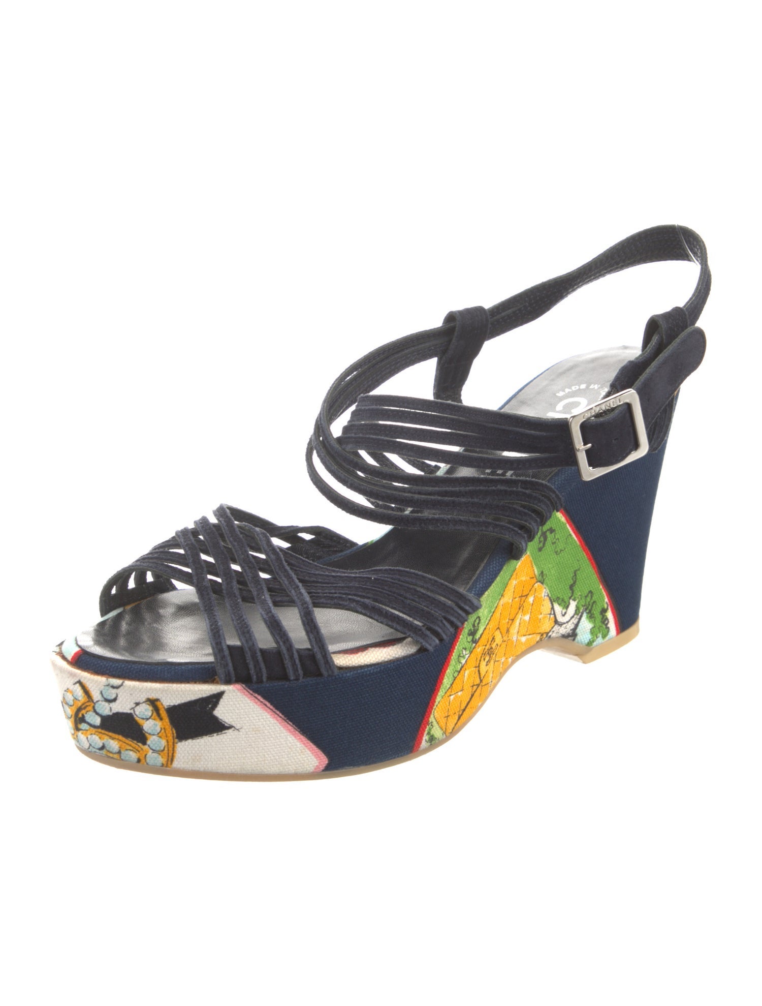 Chanel Vintage Interlocking CC Logo Slingback Sandals