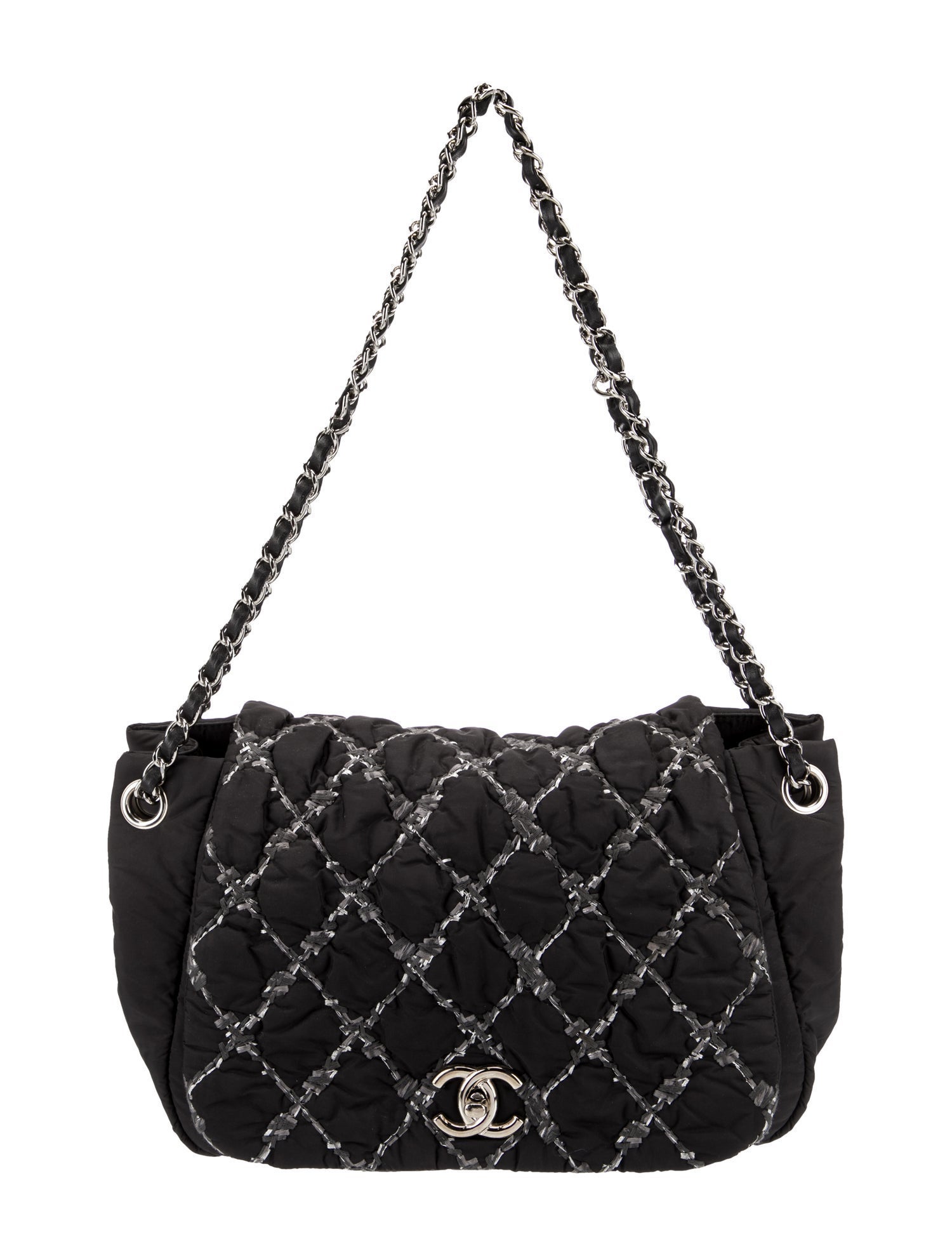 Chanel Nylon Tweed Stitch Bubble Accordion Flap Bag