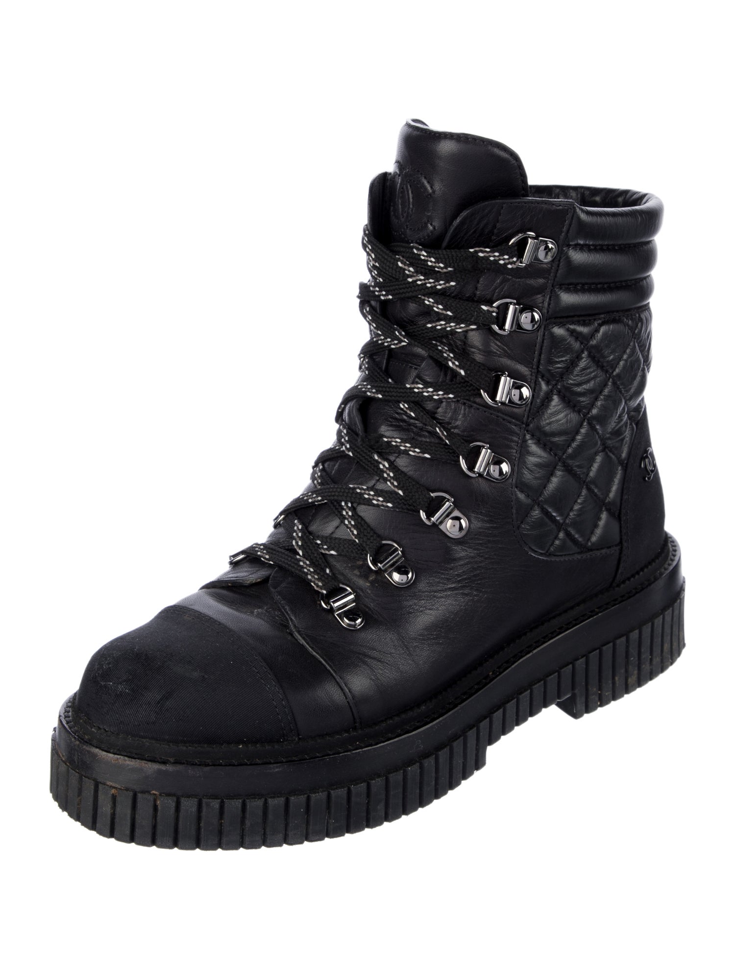 Chanel 2021 Interlocking CC Logo Combat Boots
