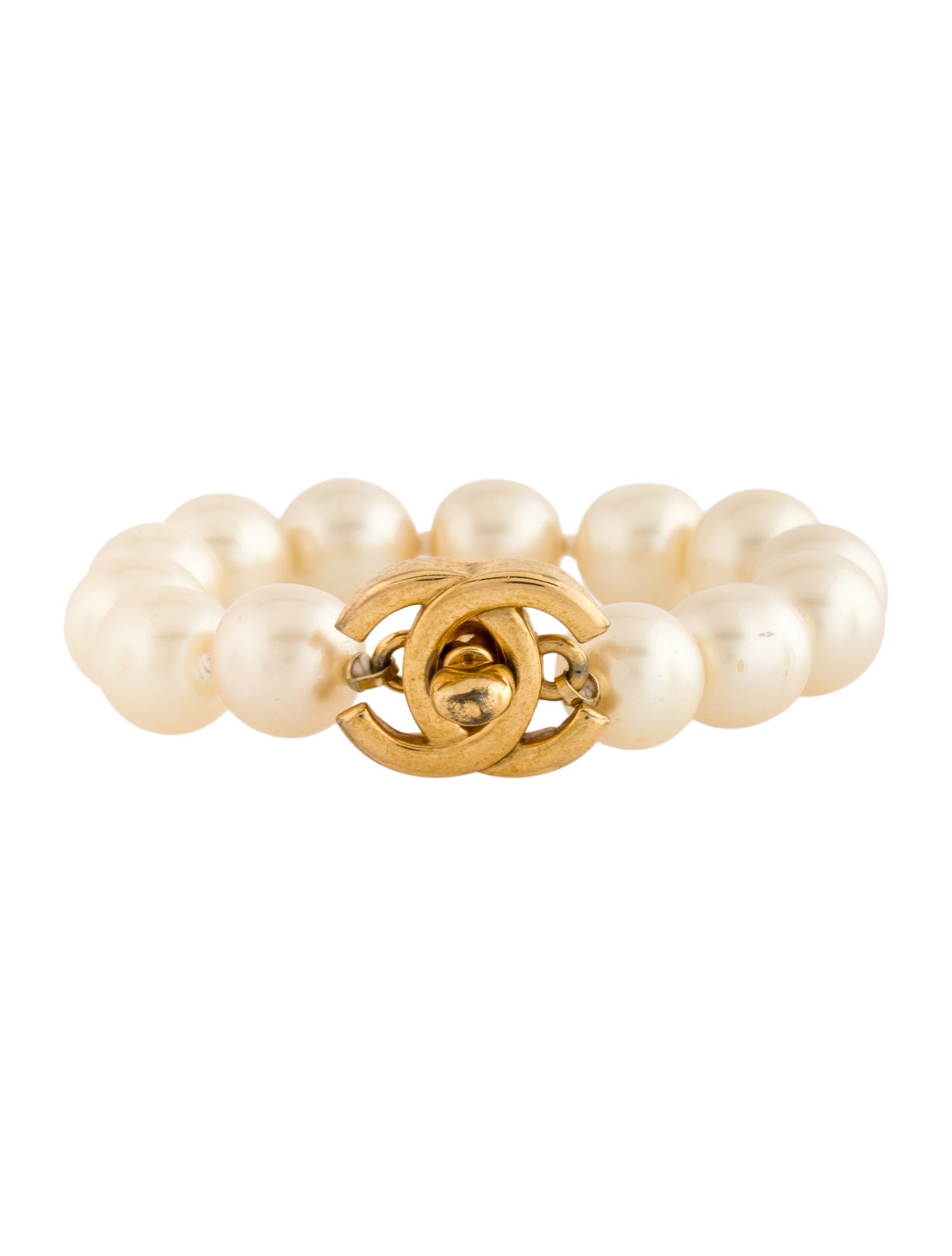 Chanel Vintage Faux Pearl Turnlock Bracelet