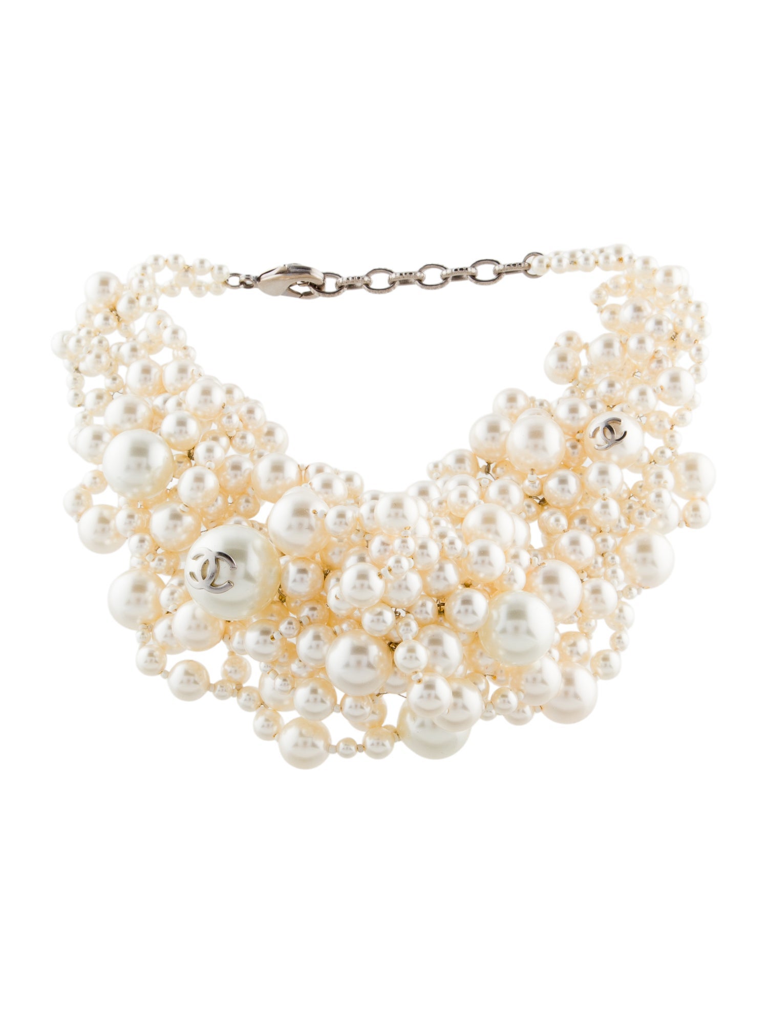 Chanel Faux Pearl Cluster CC Choker Necklace