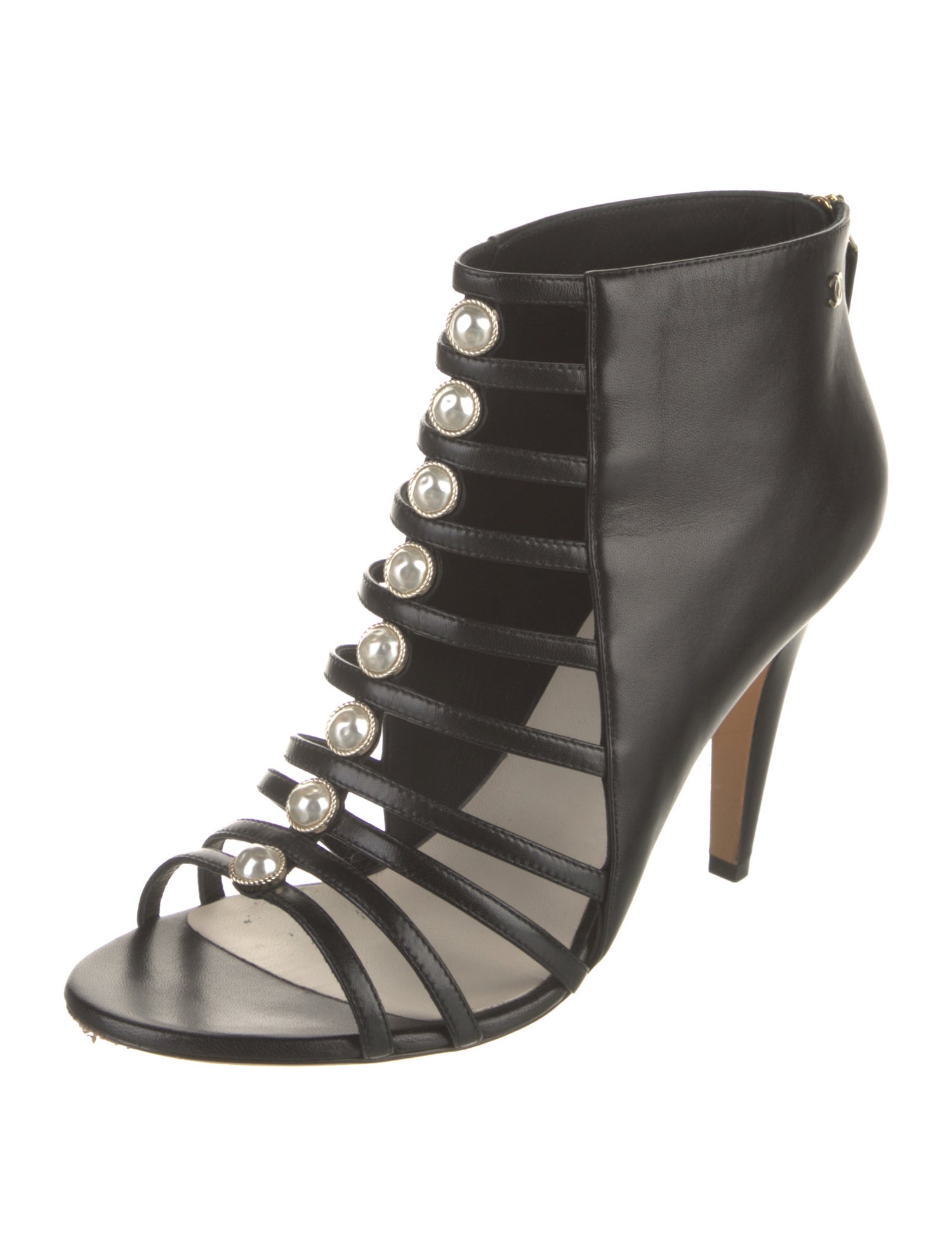 Chanel Interlocking CC Logo Leather Sandals