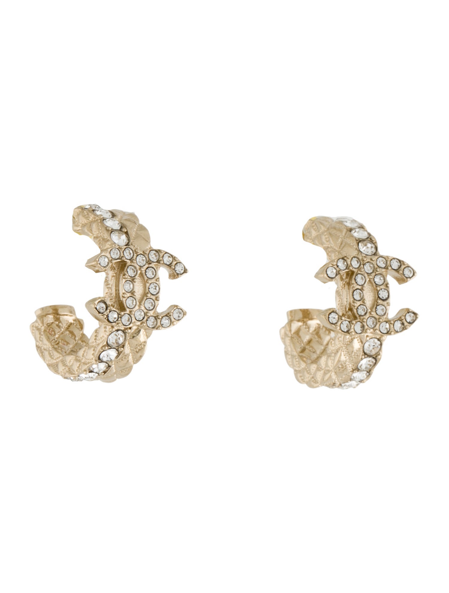 Chanel 2022 Strass CC Hoop Earrings