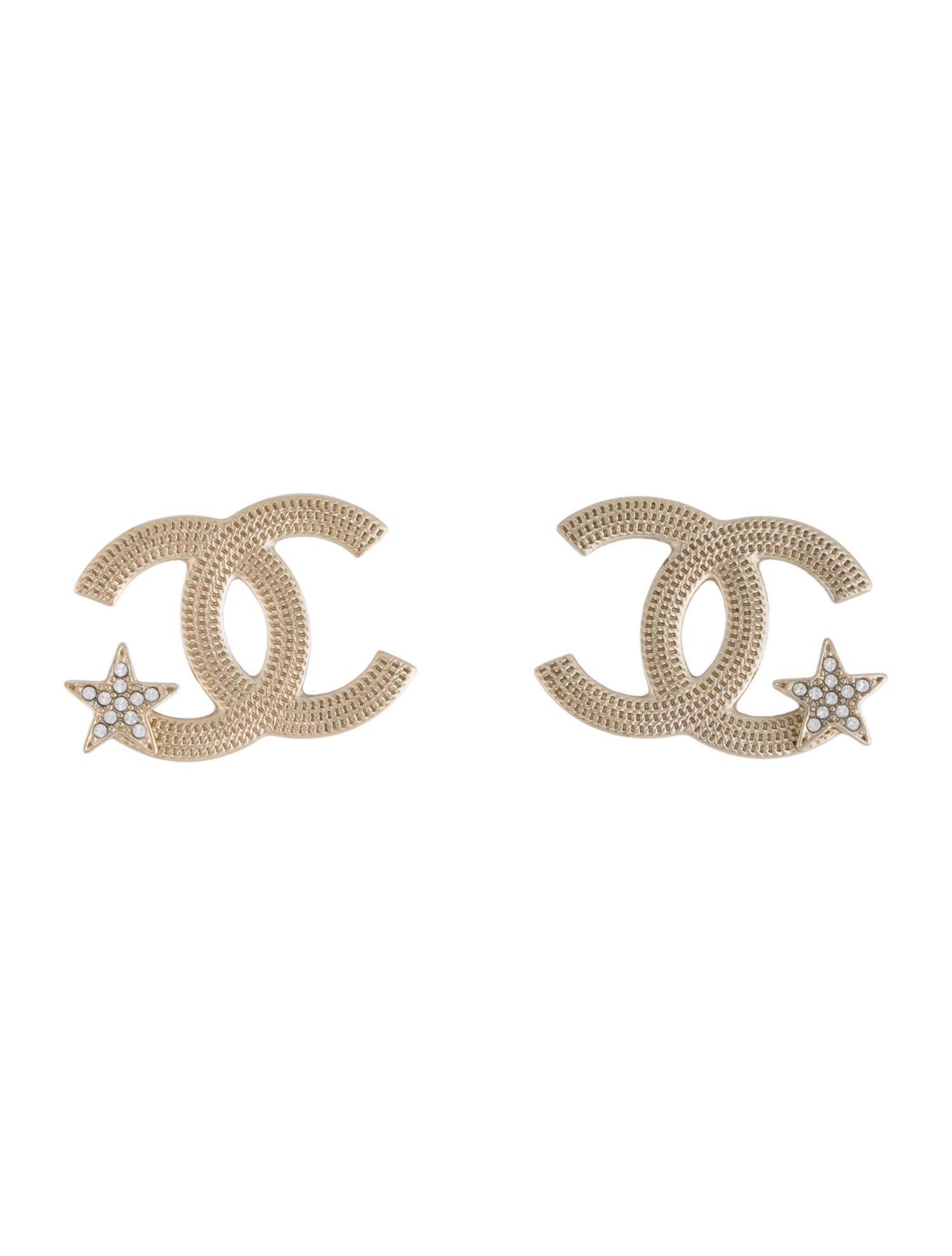 Chanel 2023 Strass CC Star Stud Earrings