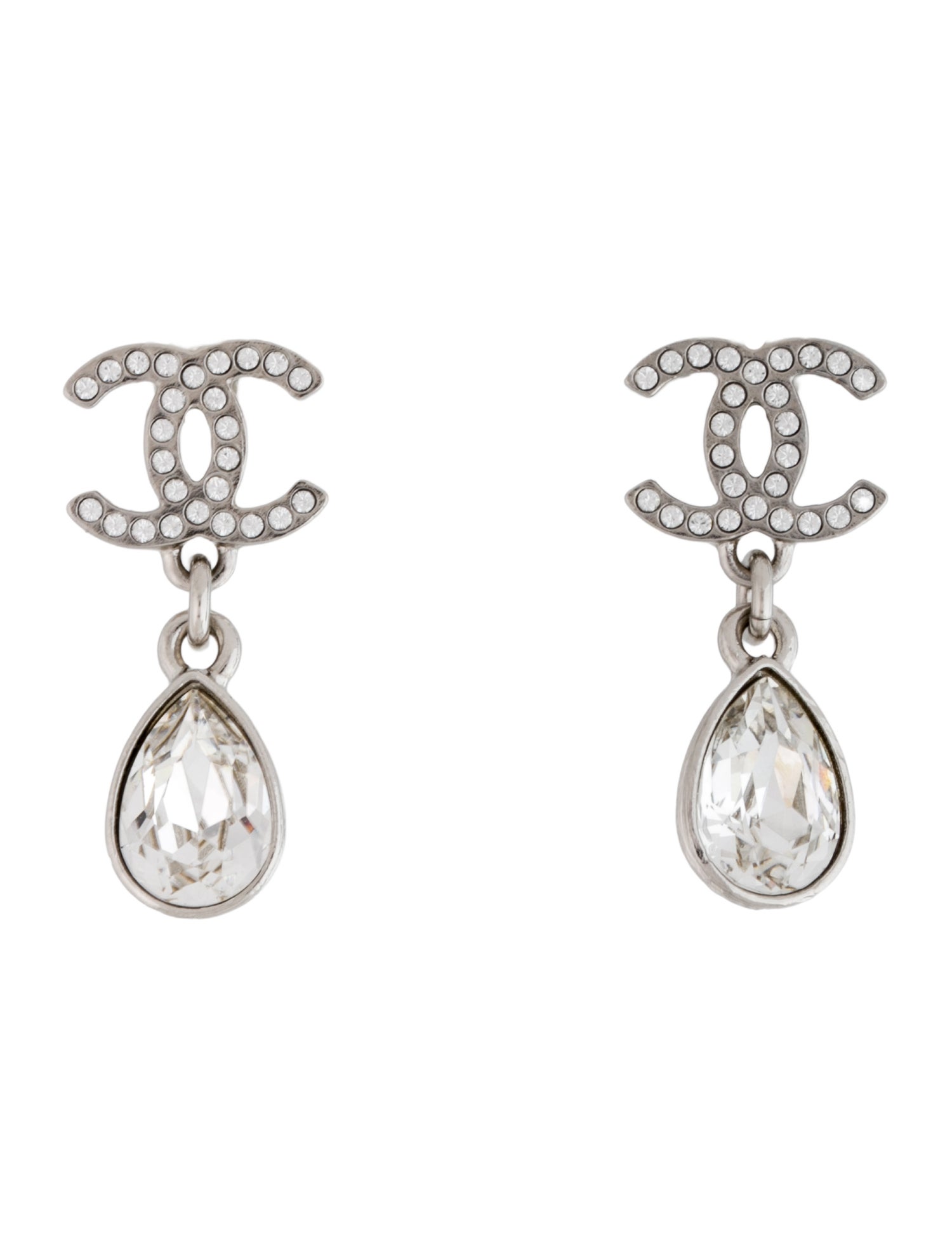 Chanel 2021 Strass CC Drop Earrings