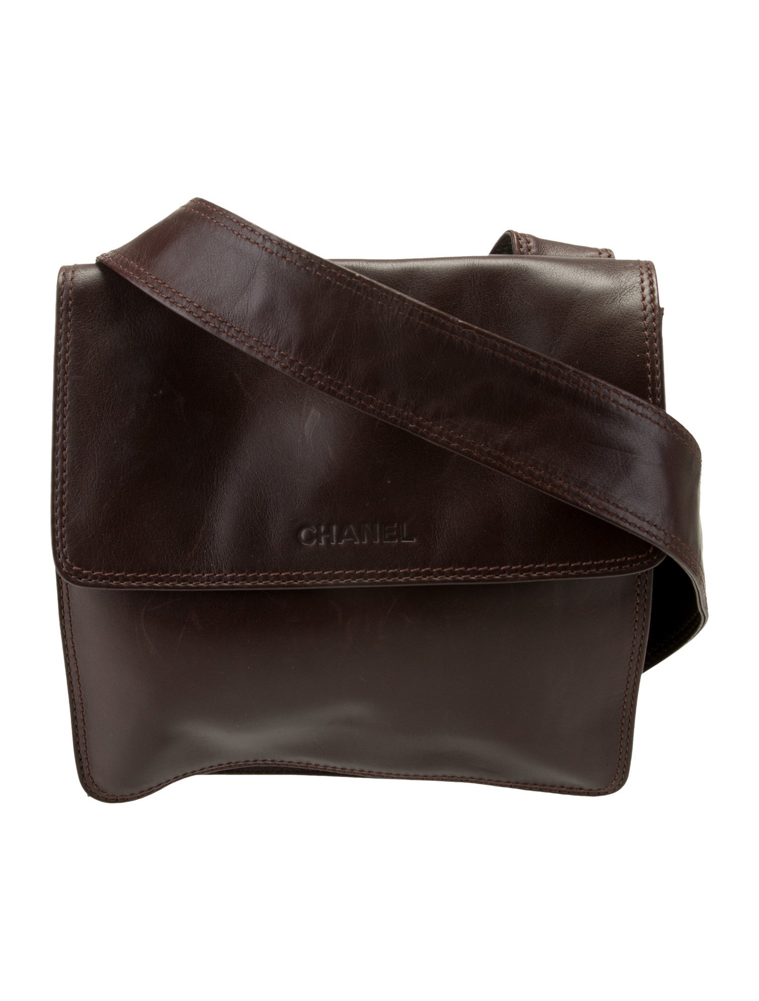 Chanel Leather Logo Messenger Bag