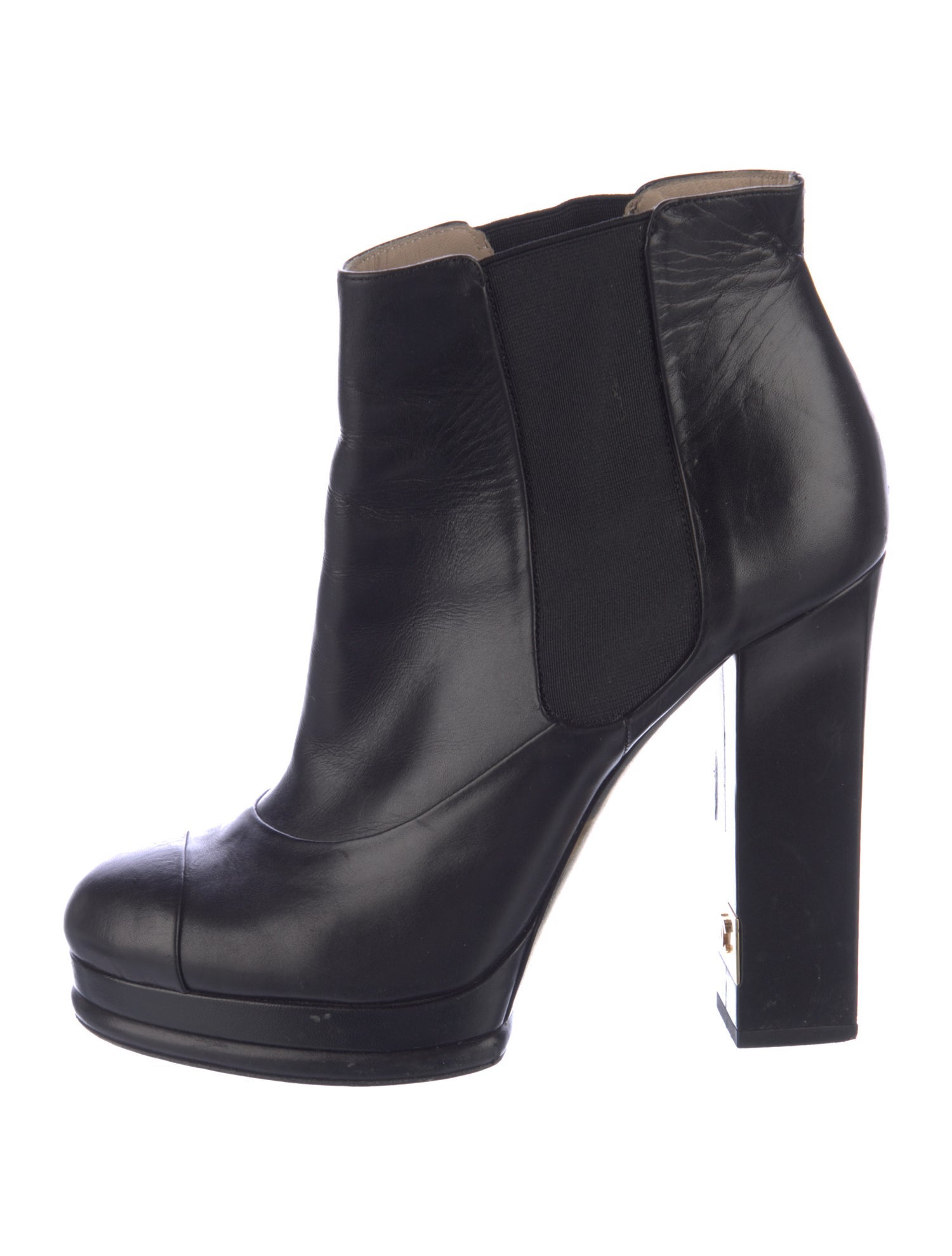 Chanel Interlocking CC Logo Leather Chelsea Boots