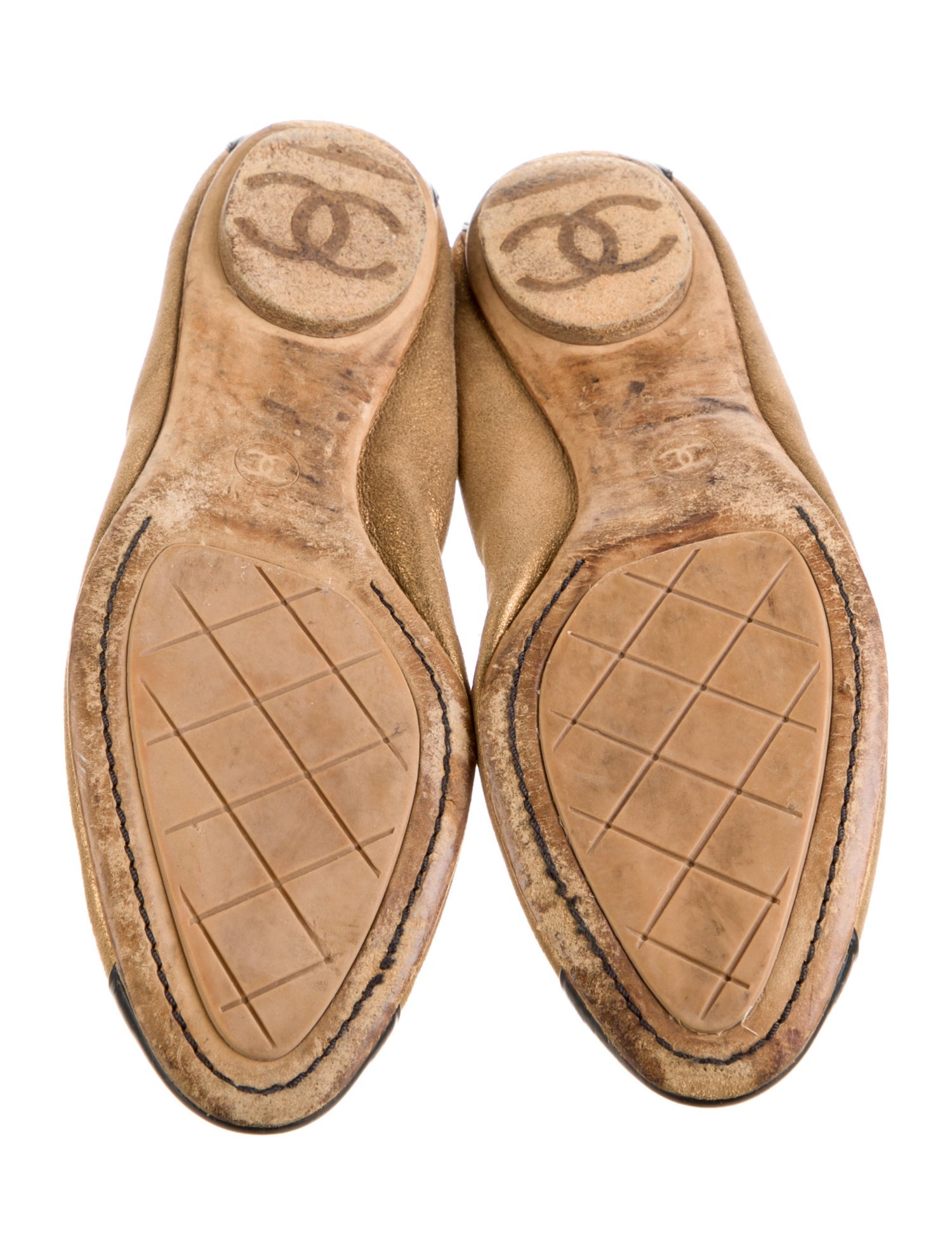 Interlocking CC Logo Leather Flats