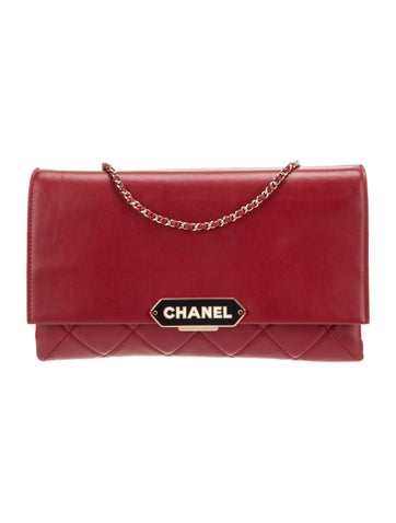 Chanel Shoulder Bags Retro Label Clutch on Chain