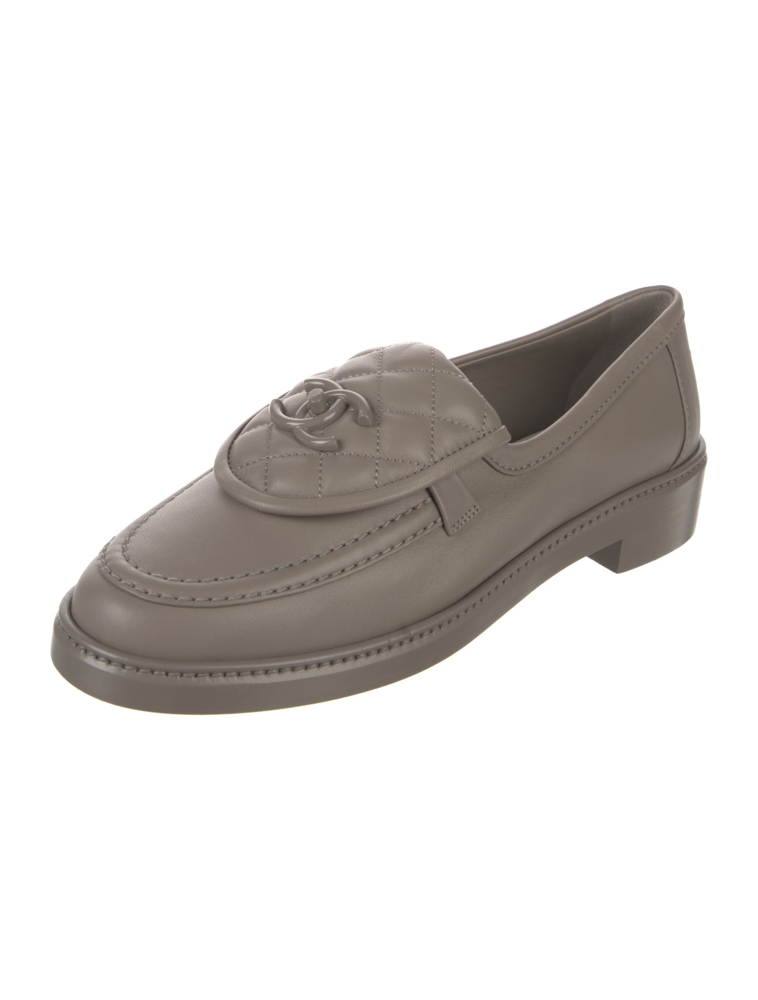 Chanel Interlocking CC Logo Leather Loafers