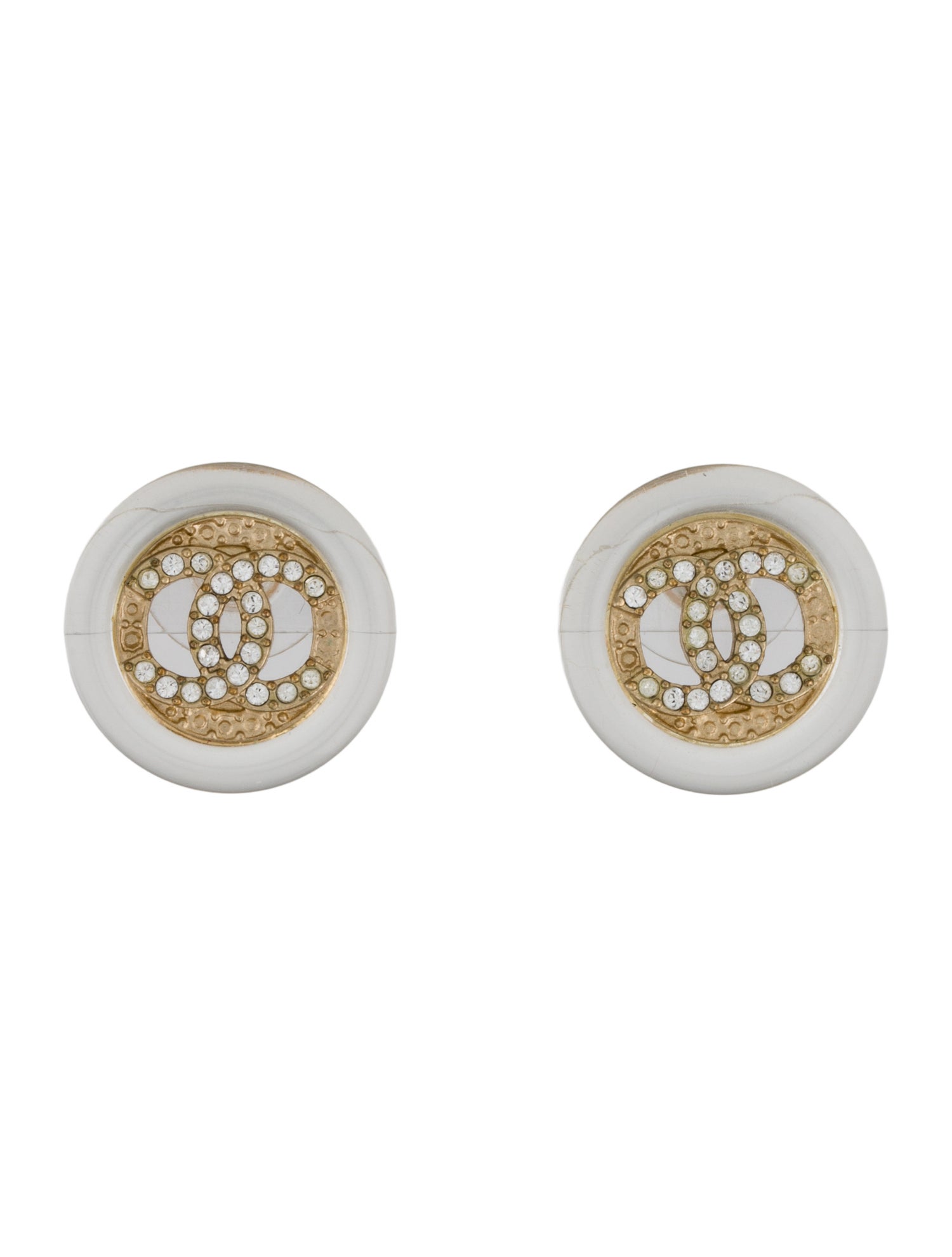 Chanel Resin & Strass CC Stud Earrings