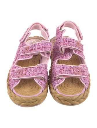 Chanel Interlocking CC Logo Tweed Espadrilles