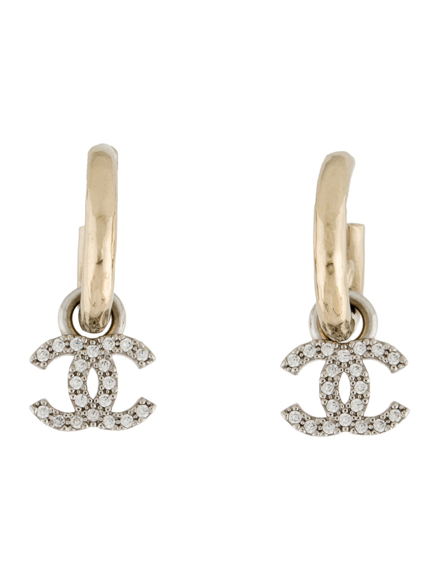 Chanel 2023 Strass CC Drop Earrings