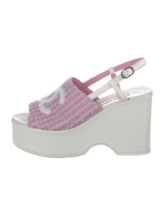 Chanel Interlocking CC Logo Sequin Embellishments Slingback Sandals